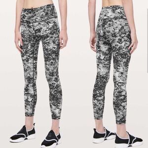 Lululemon Wunder Under High Rise Cropped Legging Masked Lace Starlight Black